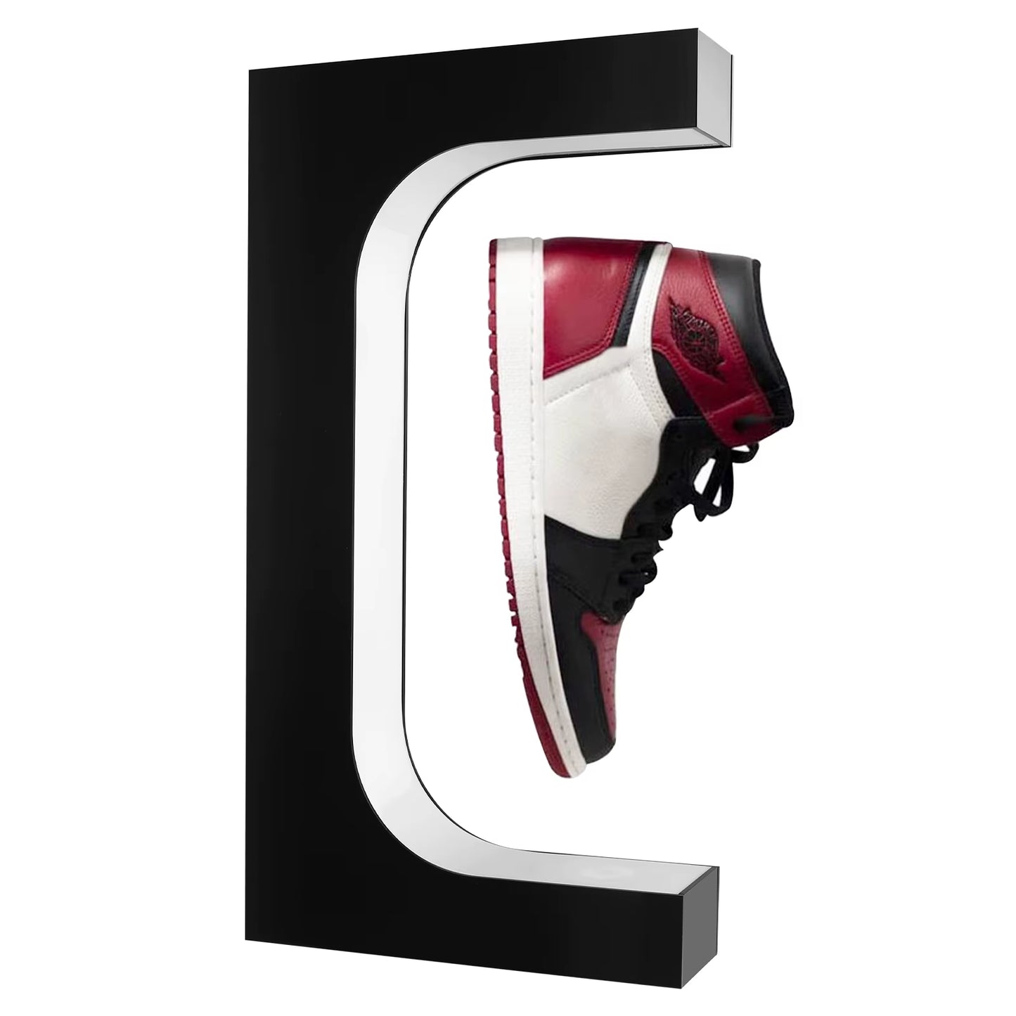 Levitating Shoe Display Floating Sneaker Stand Magnetic Sneaker Shelf with LED Light Rotating Acrylic Holder for Advertising