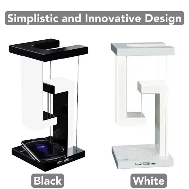 LED Suspended Anti-Gravity Night Light with 10W Wirelesscharger，Bedroom Bedside Home Creative Design LED Levitating Table Lamp